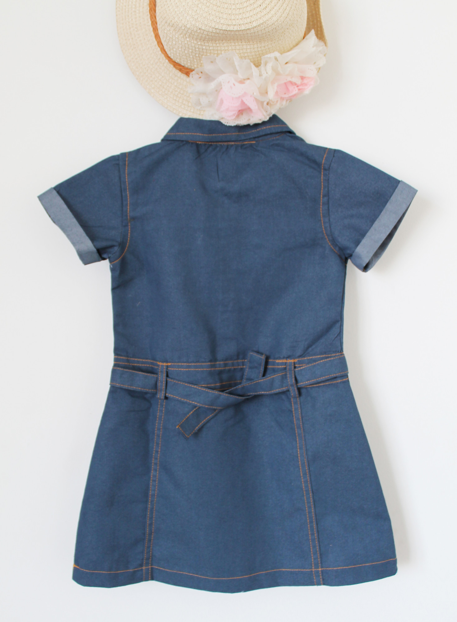 Qvink Pocket Detailed Shirt Collar Casual Dress  Blue