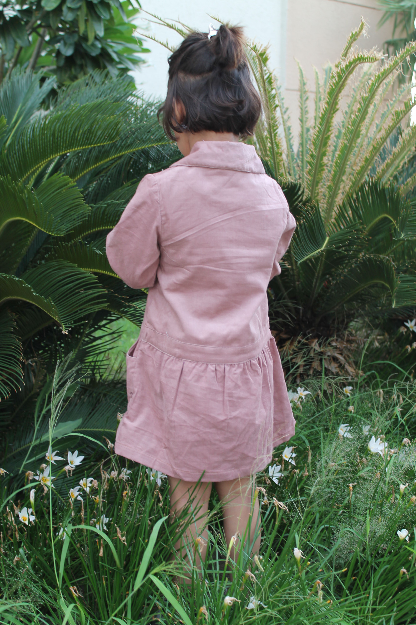 Qvink Corduroy Pocket Detailed Shirt Collar Dress  Pink