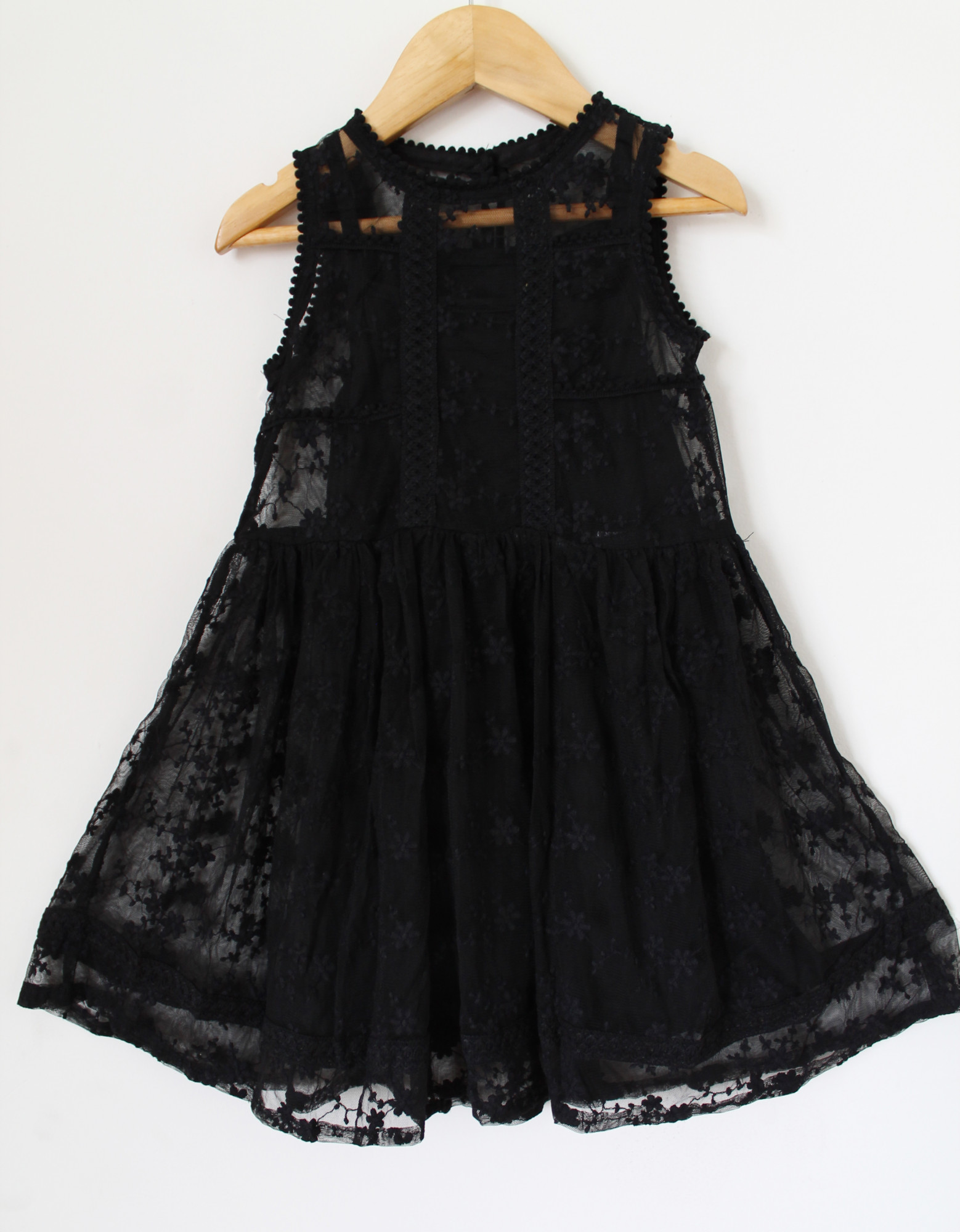 Qvink Net Embroidered Casual Dress - Black
