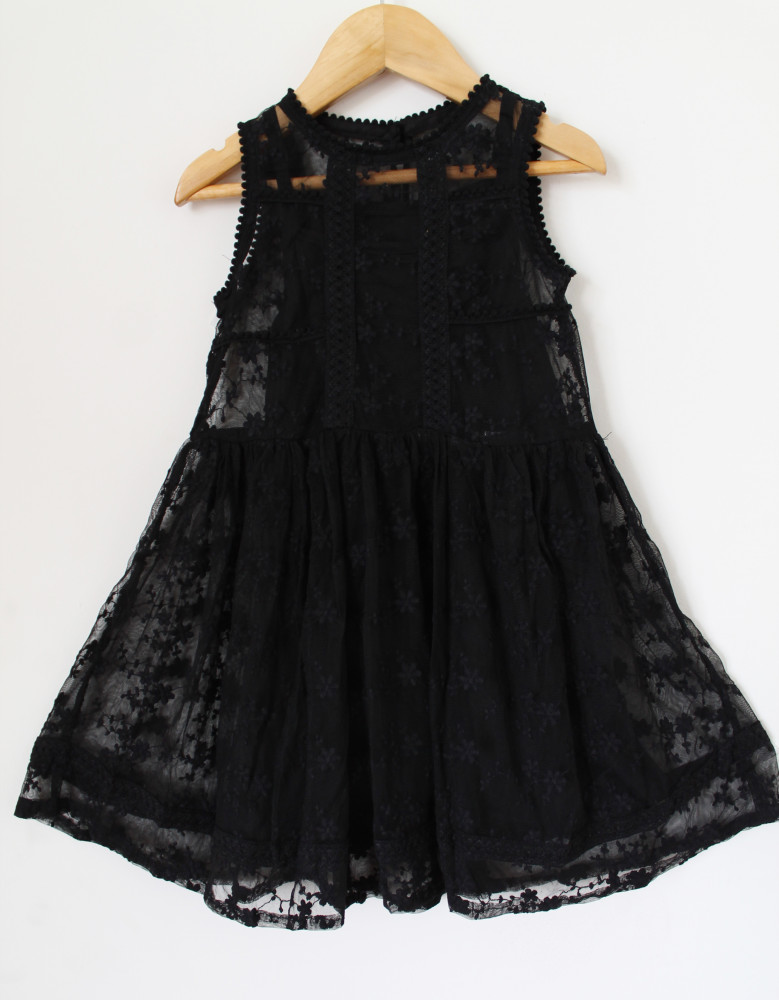 Image of Qvink Net Embroidered Casual Dress - Black