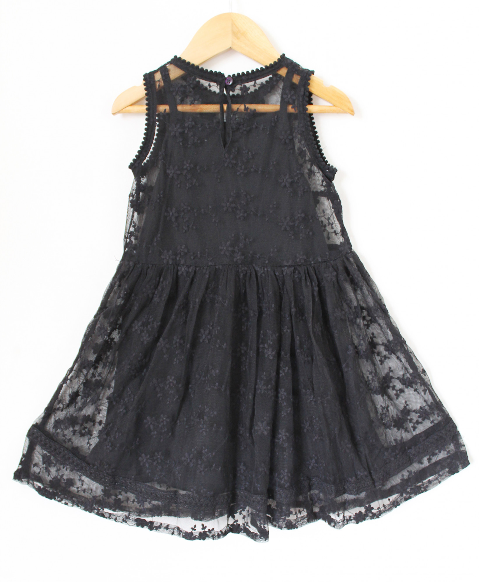 Qvink Net Embroidered Casual Dress - Black
