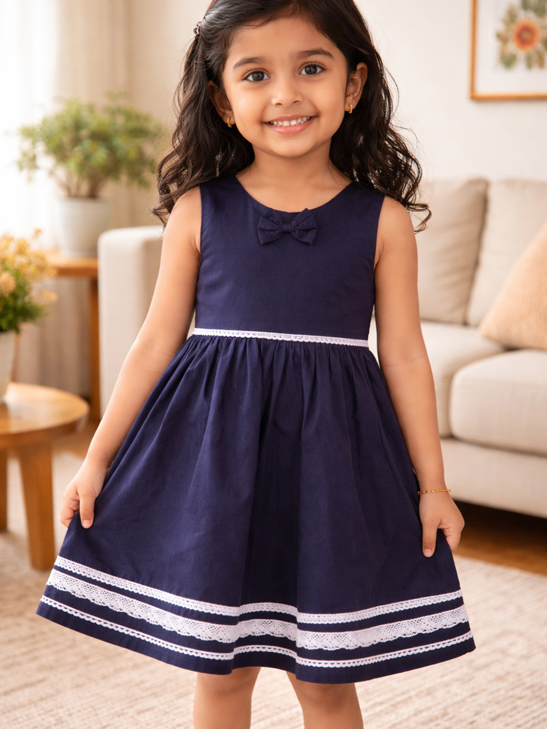 Qvink Bow Detailed Casual Dress  Navy