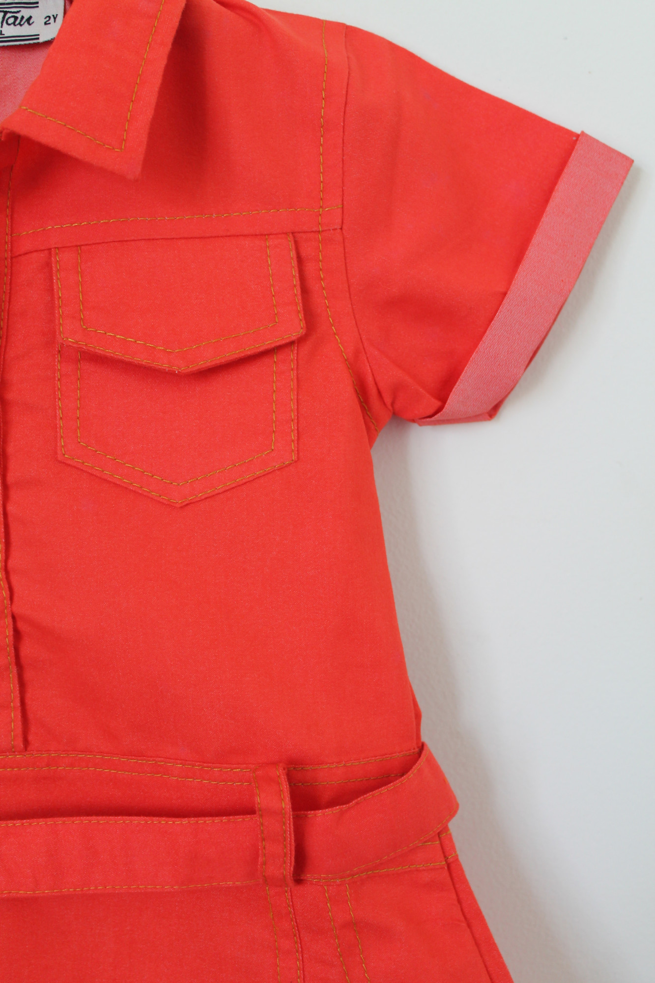 Qvink Pocket Detailed Shirt Collar Dress  Red