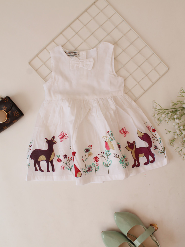 Image of Qvink Animal Printed Bow Detailed Dress - White