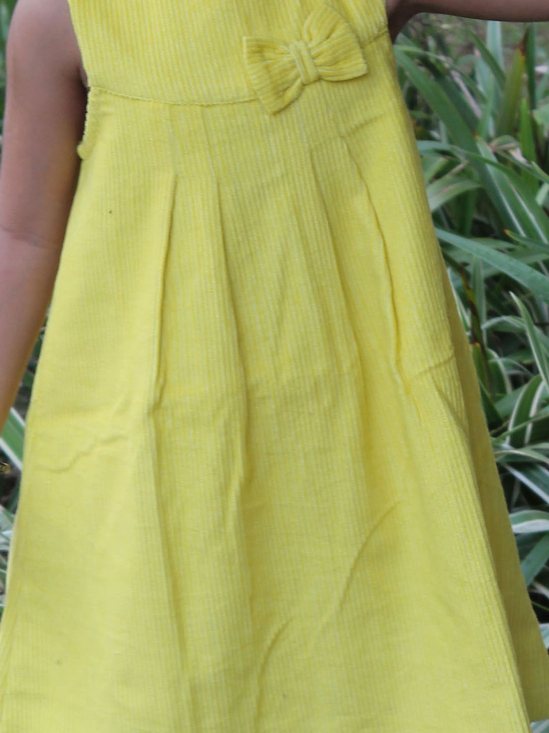 Qvink Corduroy Bow Detailed Dress  Yellow