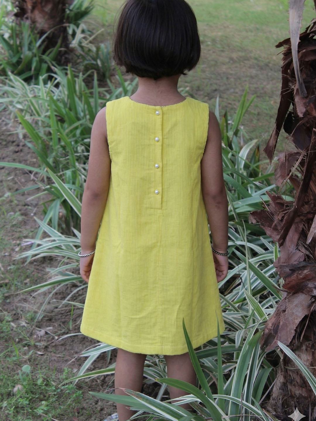 Qvink Corduroy Bow Detailed Dress  Yellow