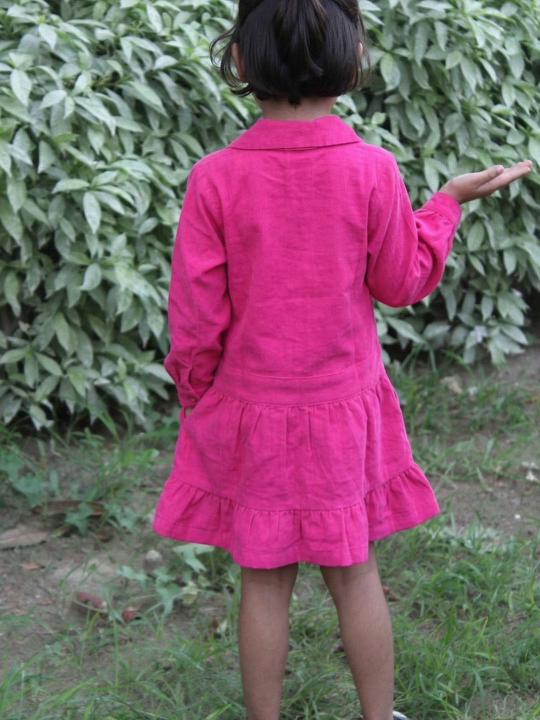 Qvink Corduroy Pocket Detailed Shirt Collar Dress  Pink