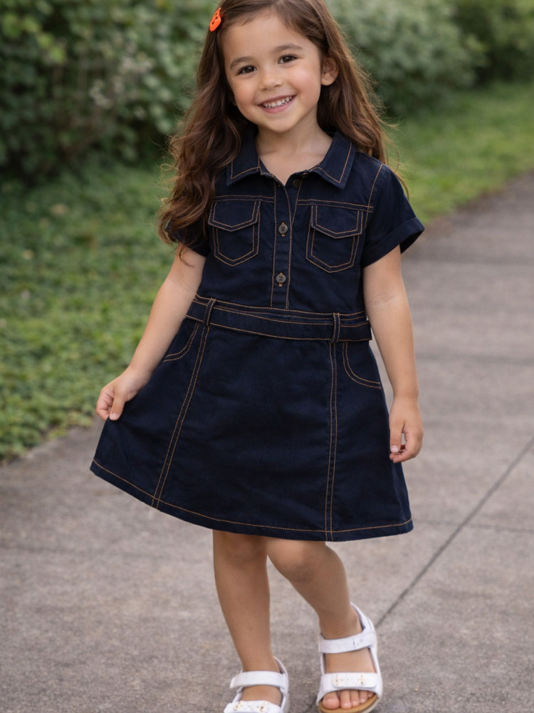 Image of Qvink Pocket Detailed Shirt Collar Dress - Black