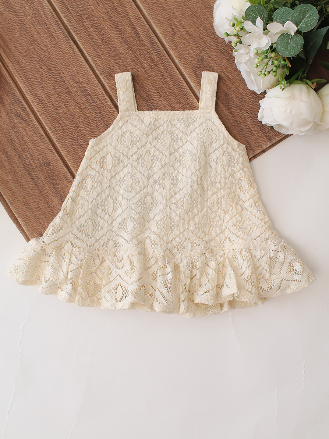 Qvink Ruffled Hem Mini Dress  Cream
