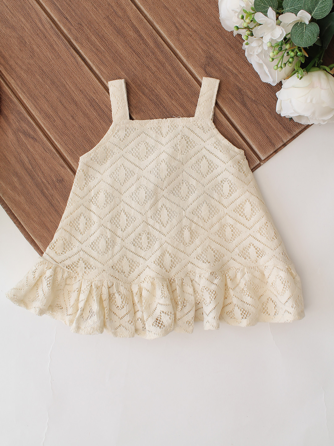 Qvink Ruffled Hem Mini Dress  Cream