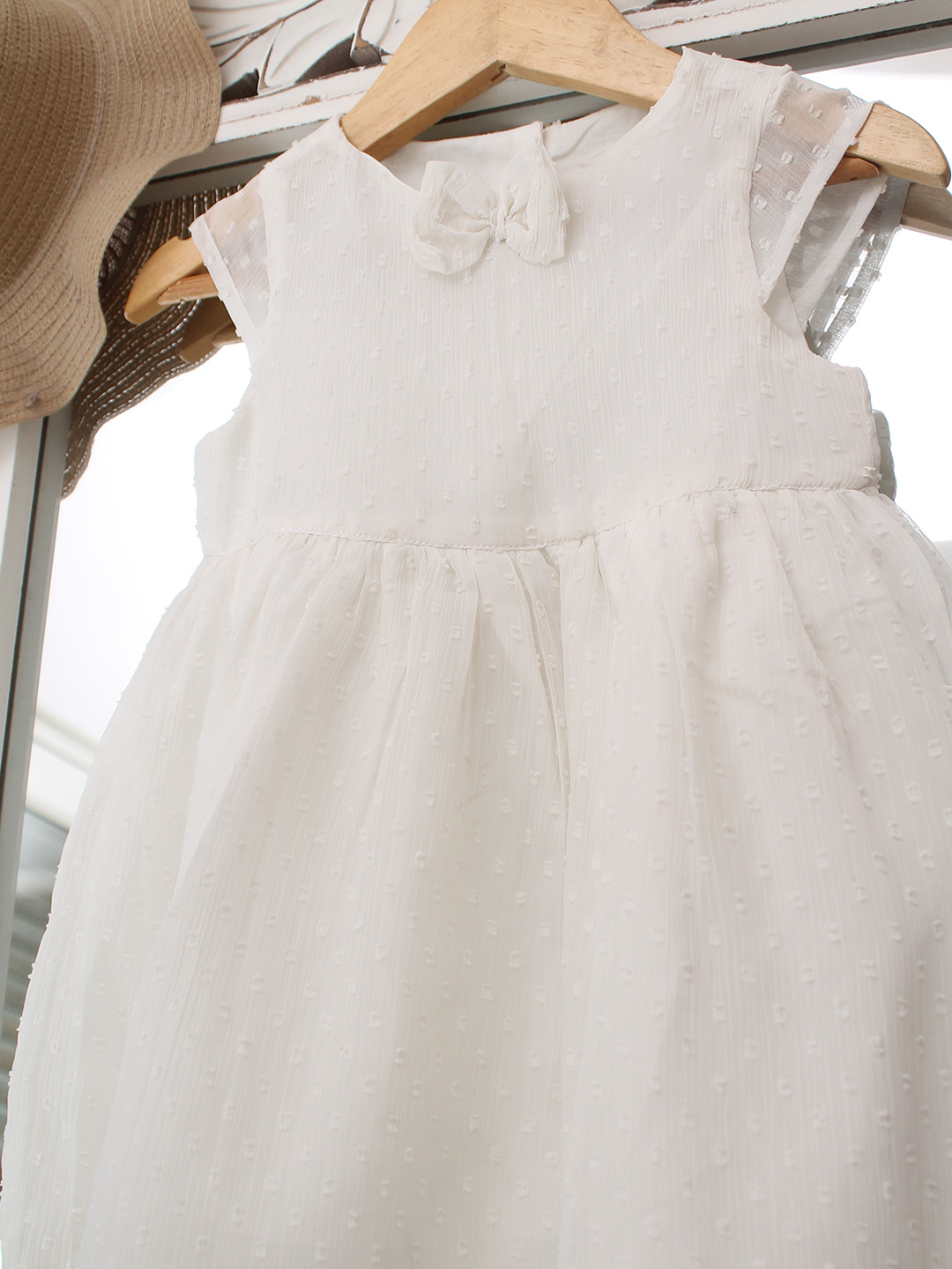 Qvink Bow Detailed Dot Embroidered Dress  White