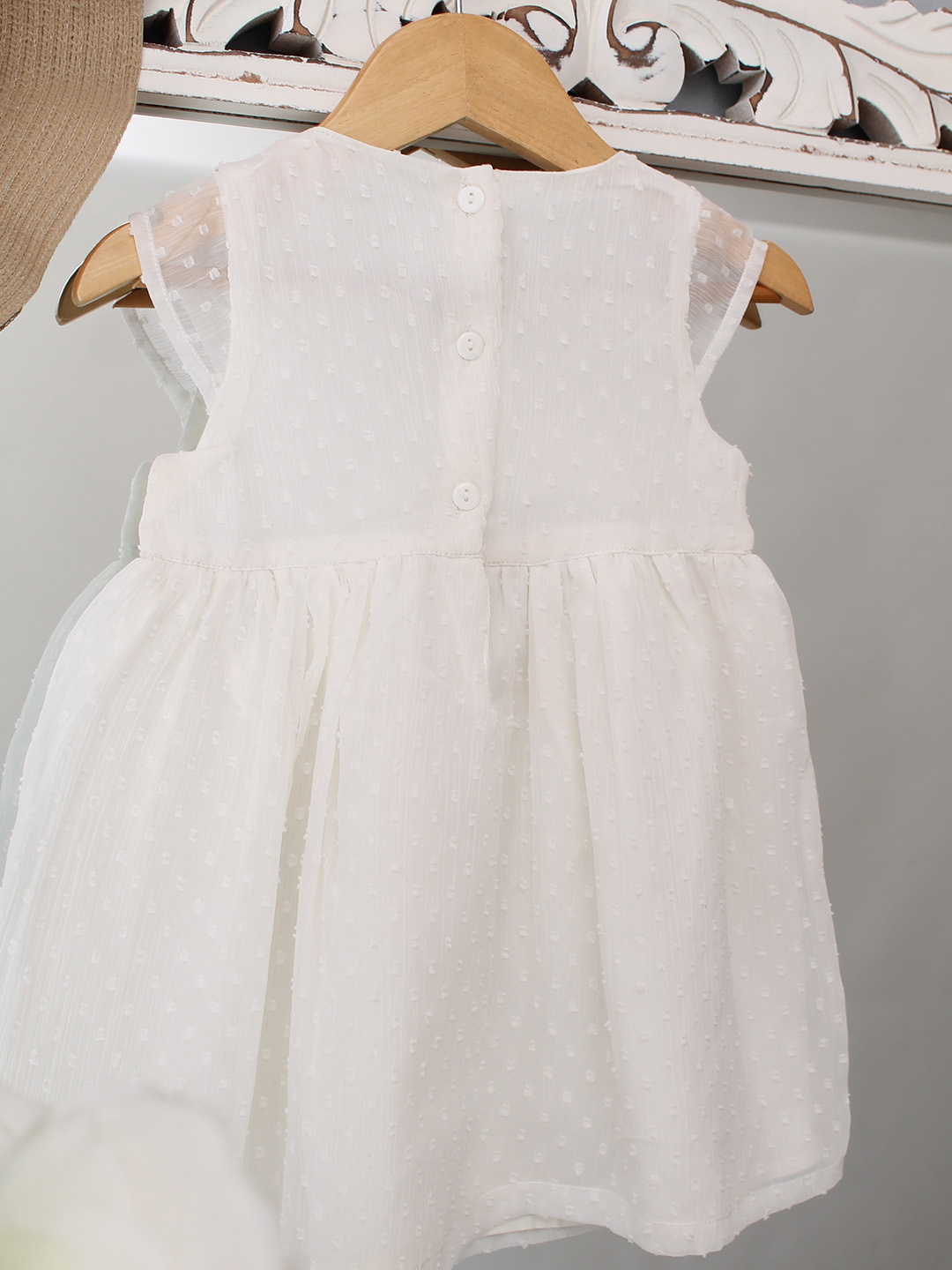 Qvink Bow Detailed Dot Embroidered Dress  White