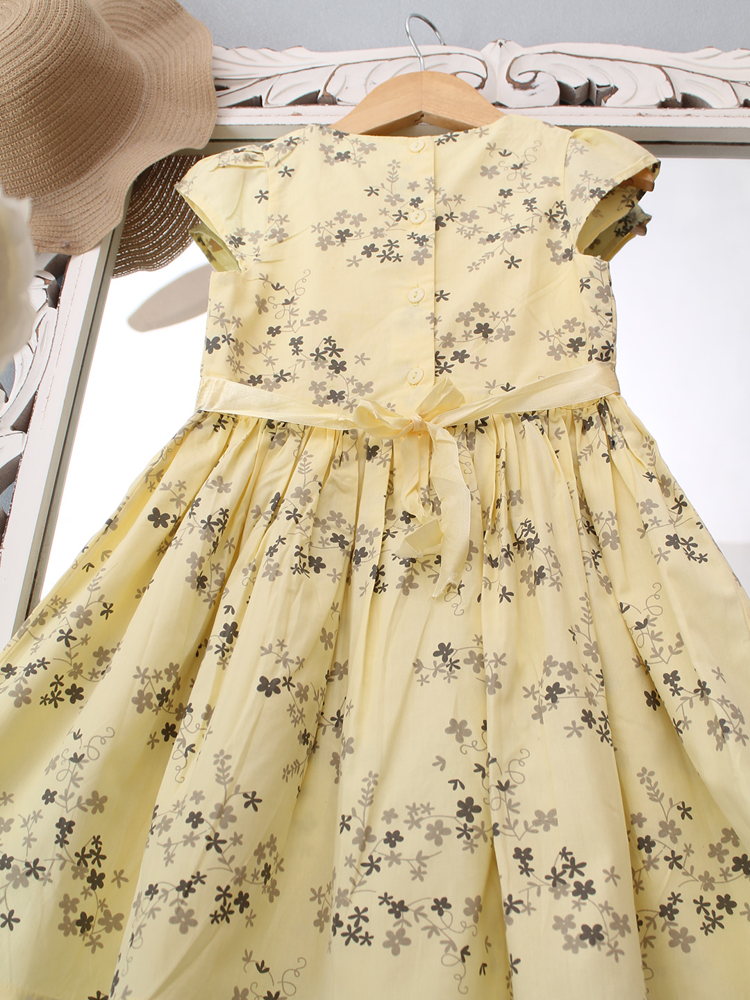 Qvink Floral Printed Cap Sleeves Dress  Yellow