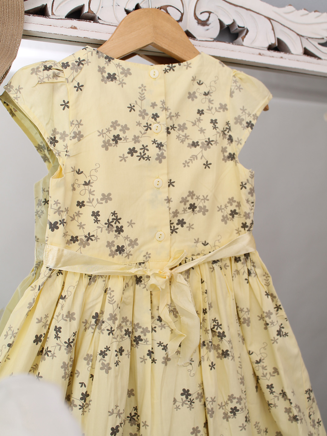 Qvink Floral Printed Cap Sleeves Dress  Yellow