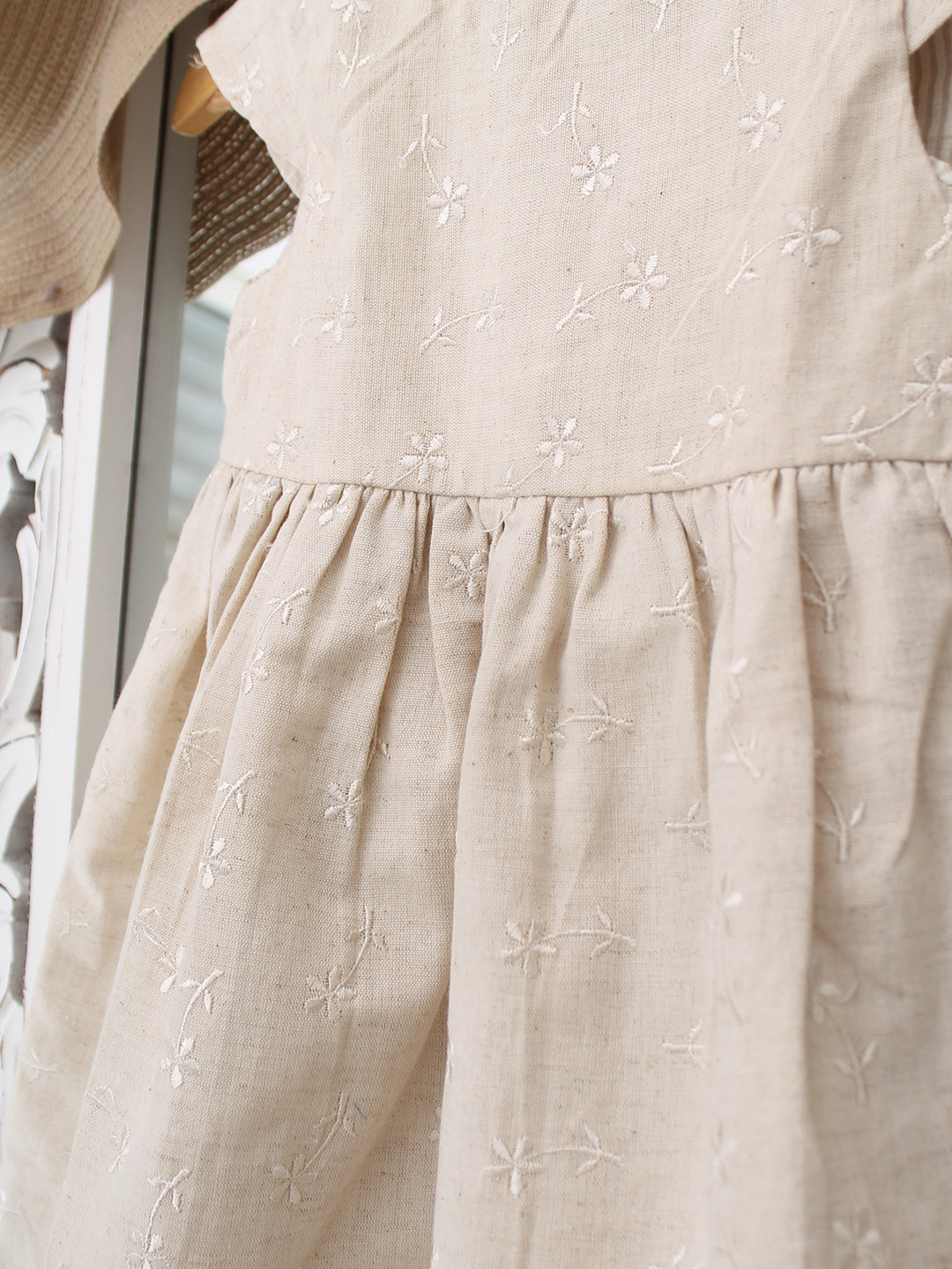 Qvink Floral Embroidered Dress  Beige