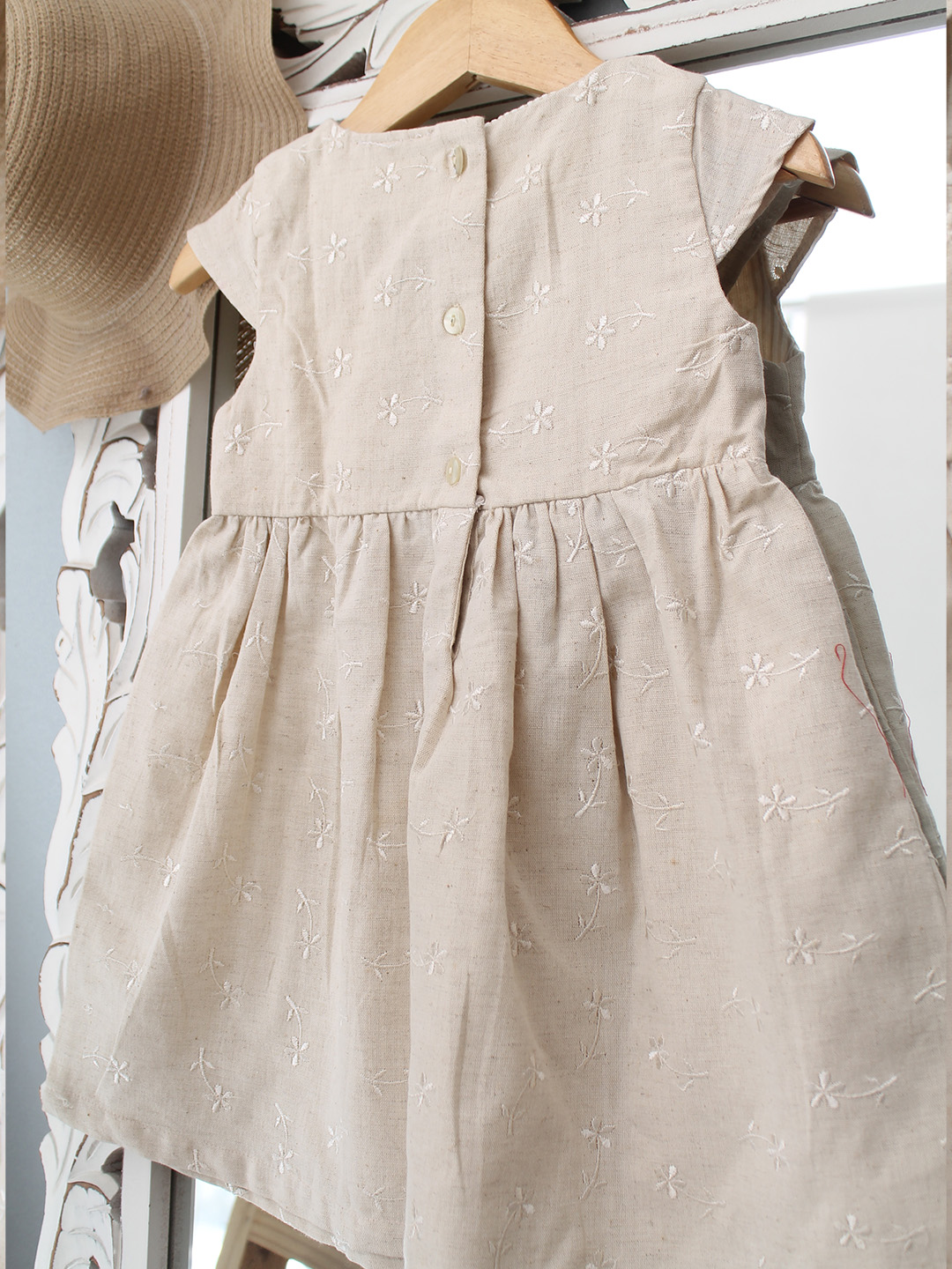 Qvink Floral Embroidered Dress  Beige