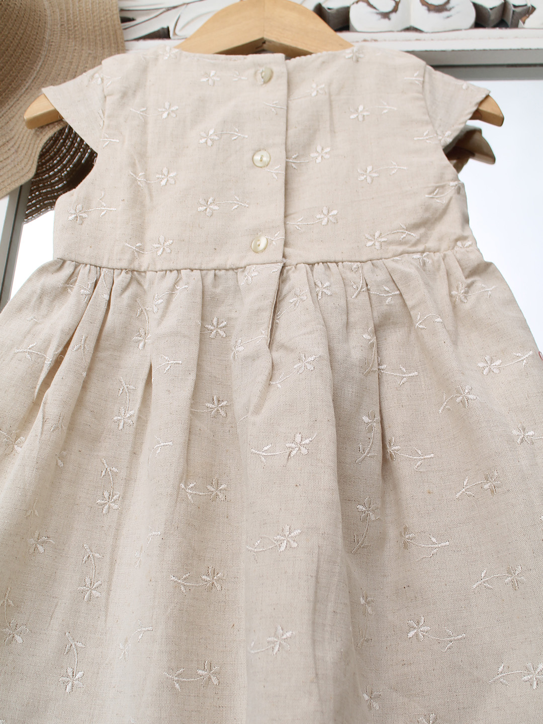 Qvink Floral Embroidered Dress  Beige