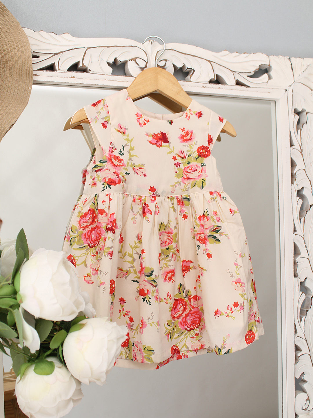 Qvink Floral Printed Dress  Cream