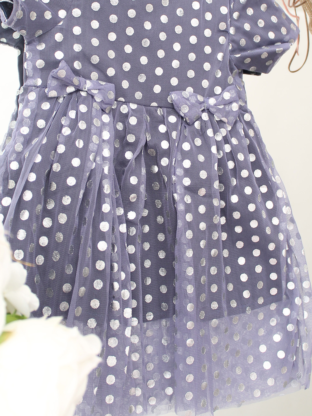 Qvink Polka Dot Printed Dress  Navy