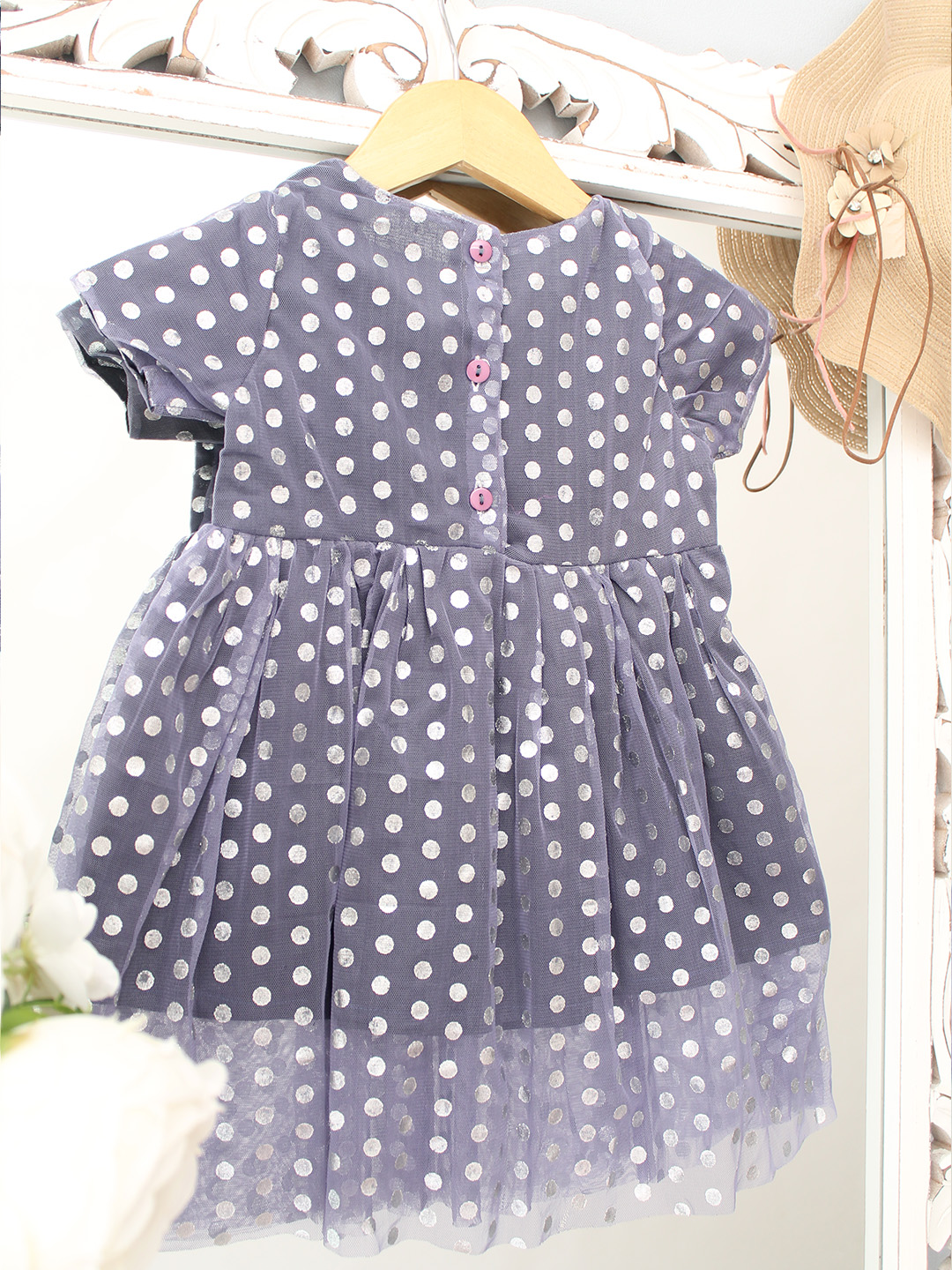 Qvink Polka Dot Printed Dress  Navy