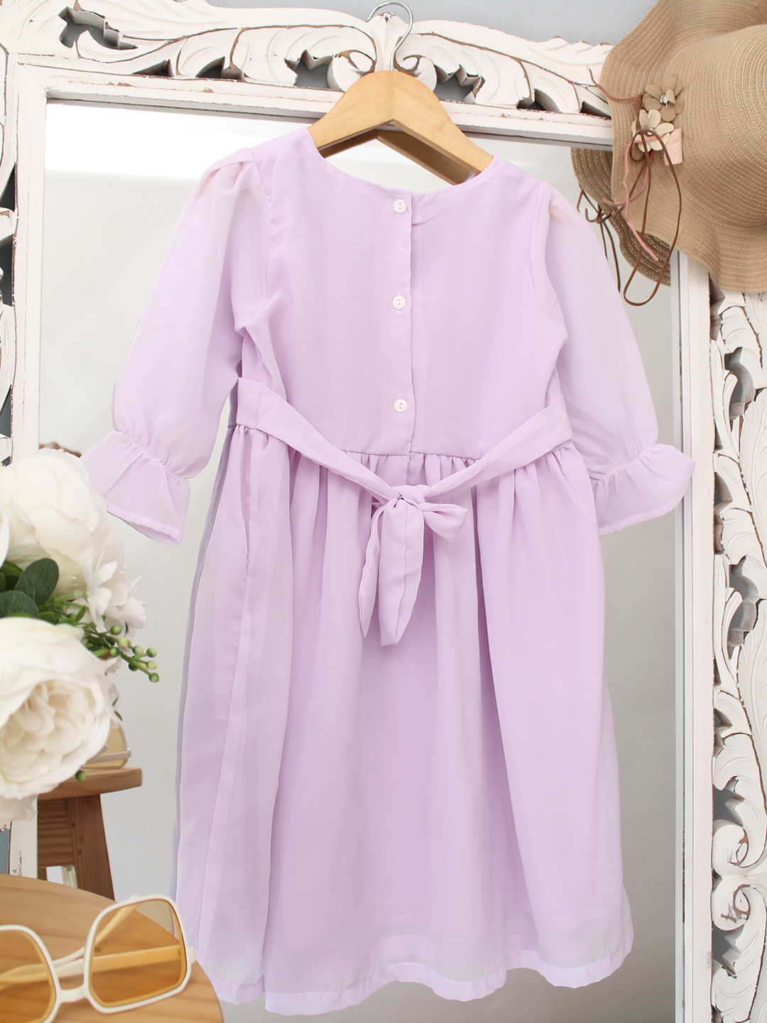 Qvink Solid Knee Length Dress - Purple