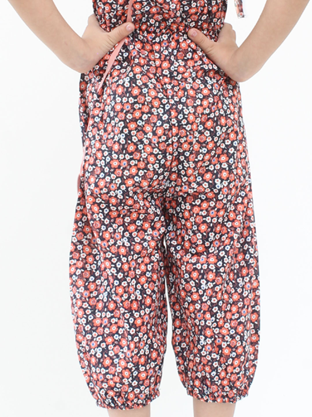 Qvink Sleeveless Floral Printed Jumpsuit- Orange