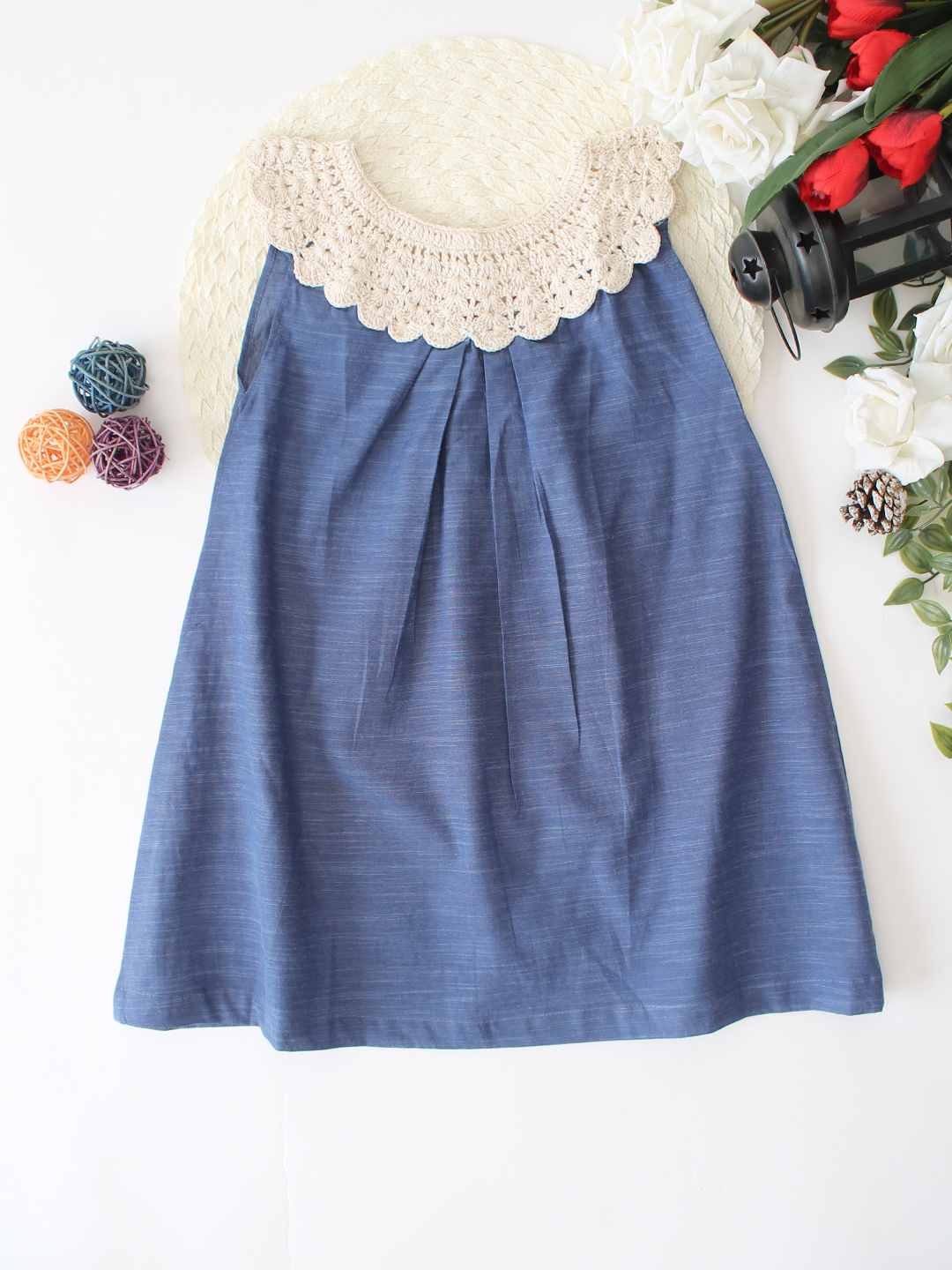 Qvink Summer Crochet A Line Dress - Blue