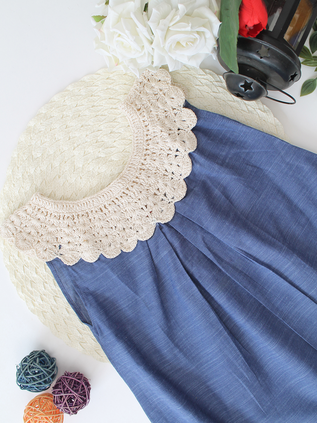 Qvink Summer Crochet A Line Dress - Blue
