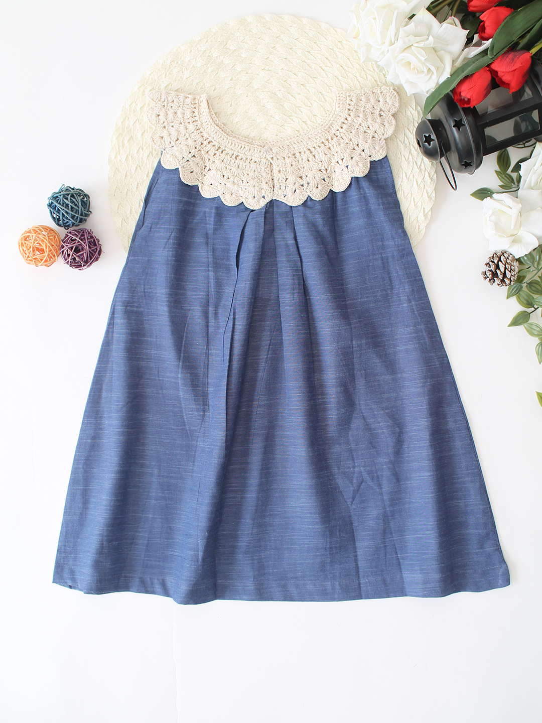 Qvink Summer Crochet A Line Dress - Blue