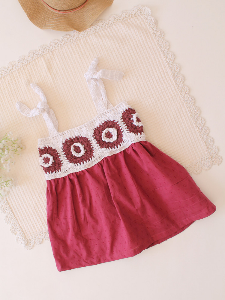 Image of Qvink Sleeveless Crochet Detailed Summer Dress - Maroon