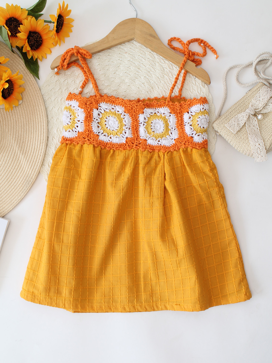 Qvink Sleeveless Crochet Detailed Summer Dress - Yellow