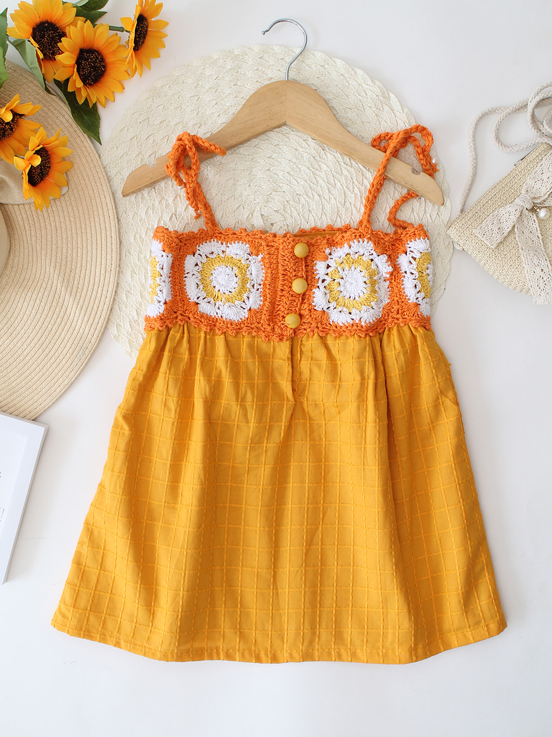 Qvink Sleeveless Crochet Detailed Summer Dress - Yellow