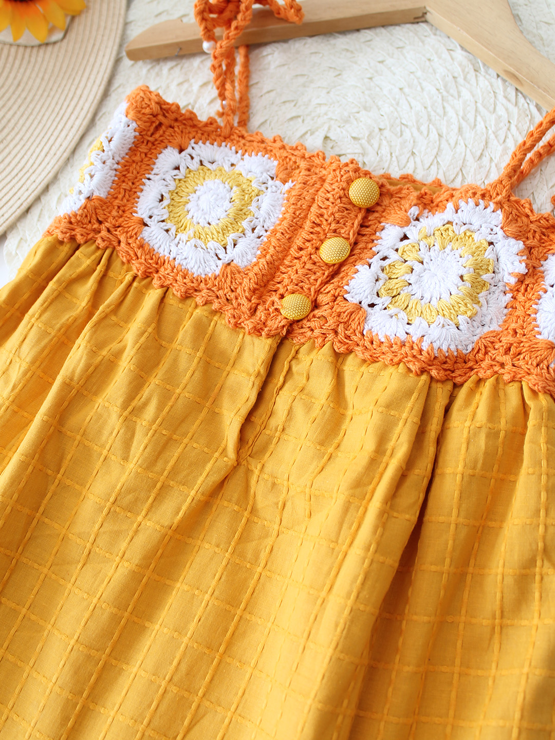 Qvink Sleeveless Crochet Detailed Summer Dress - Yellow