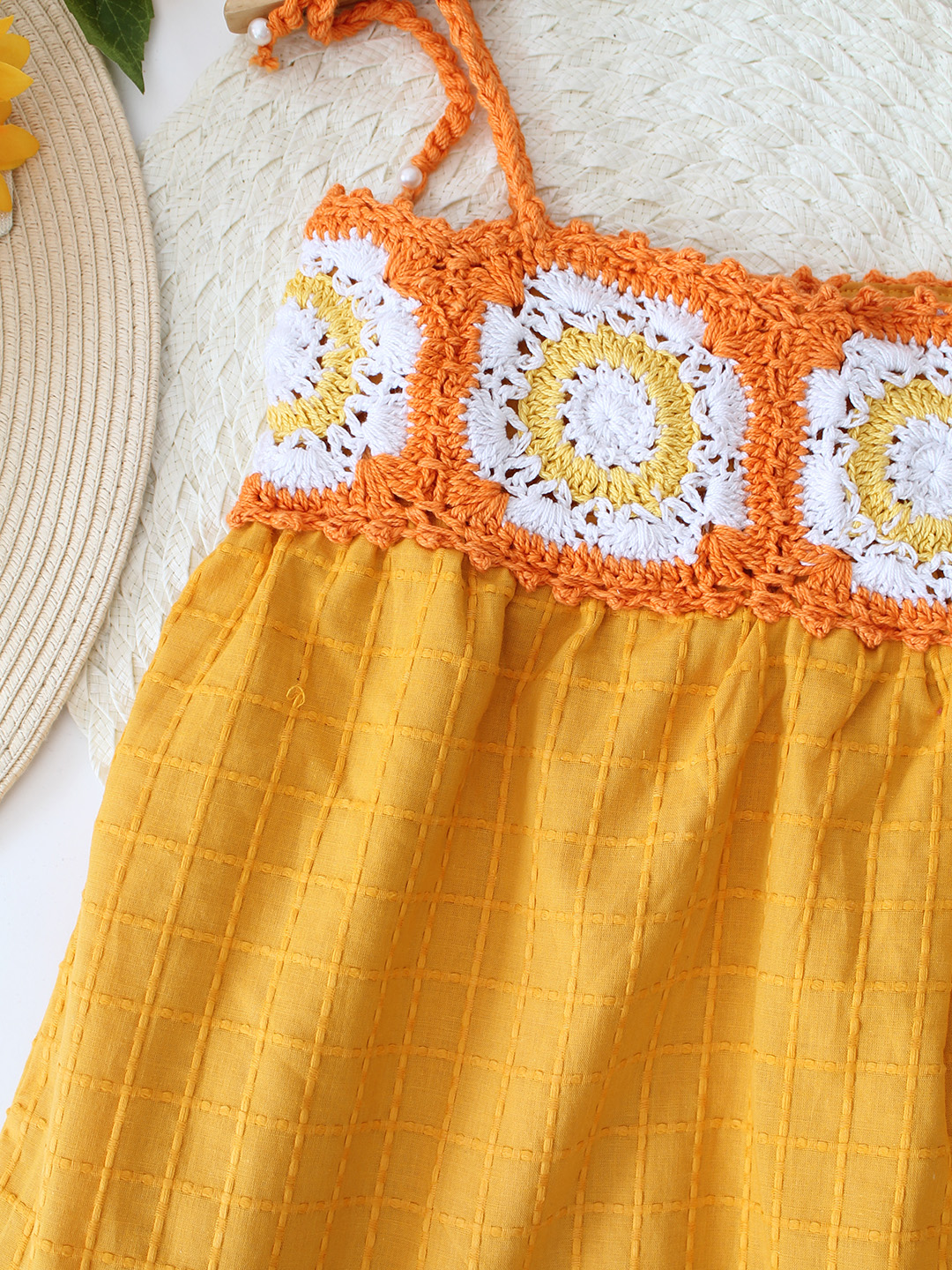 Qvink Sleeveless Crochet Detailed Summer Dress - Yellow