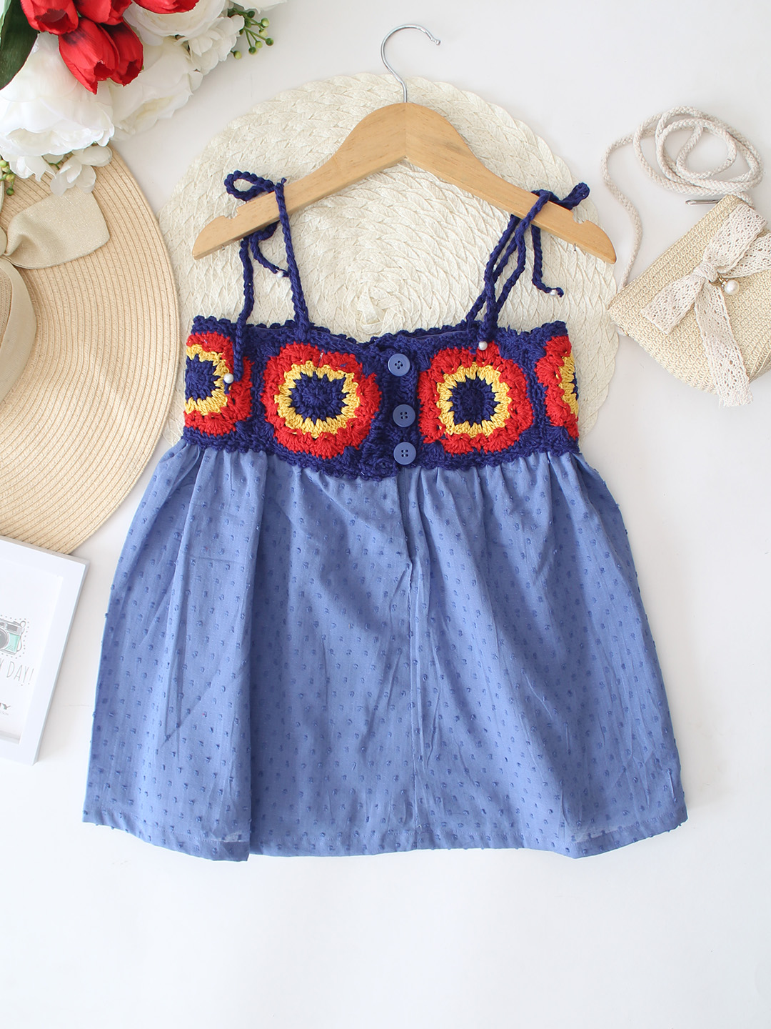 Qvink Sleeveless Crochet Detailed Summer Dress - Blue