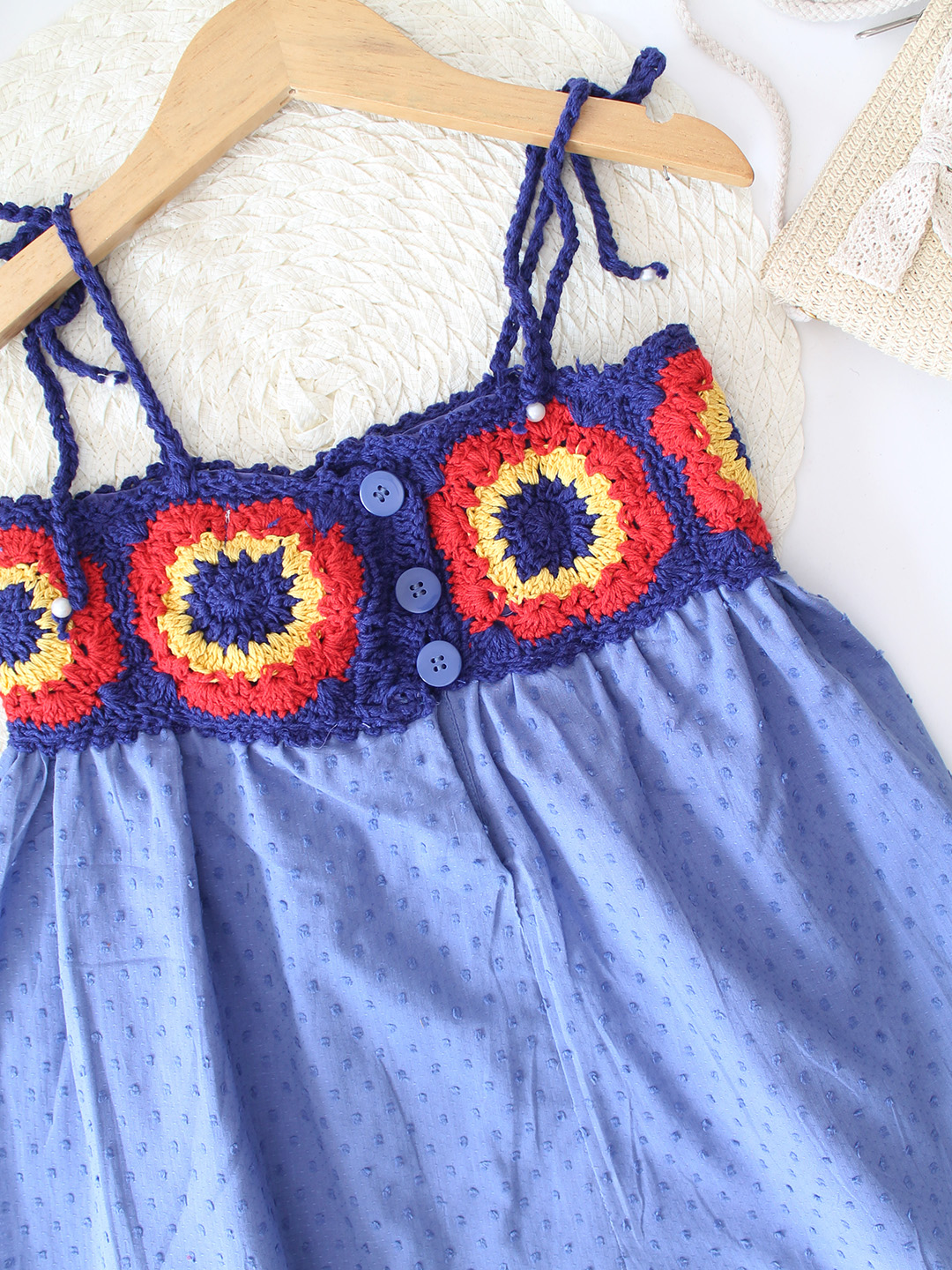 Qvink Sleeveless Crochet Detailed Summer Dress - Blue