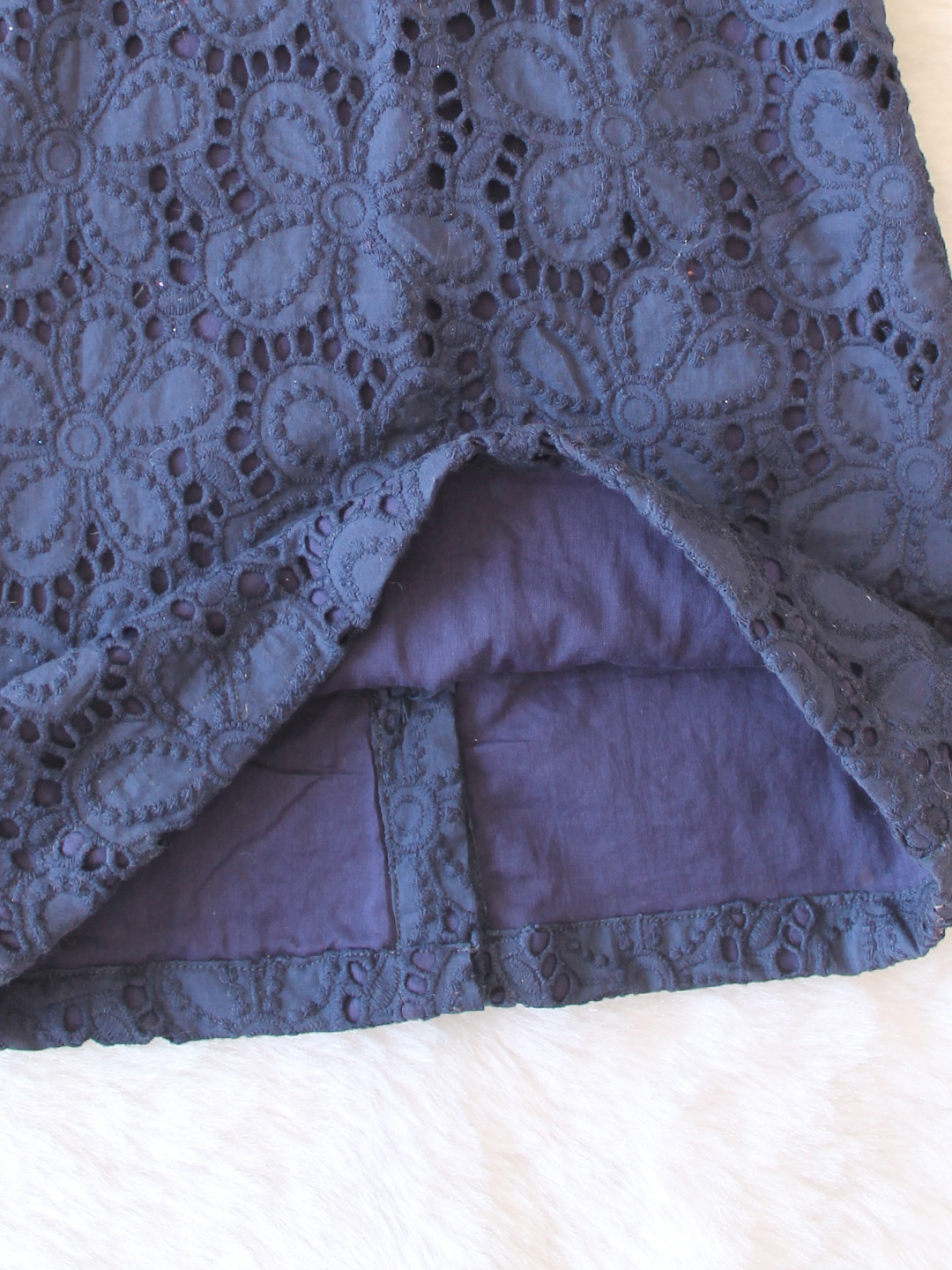 Qvink Sleeveless Schiffli Printed Summer Dress - Navy