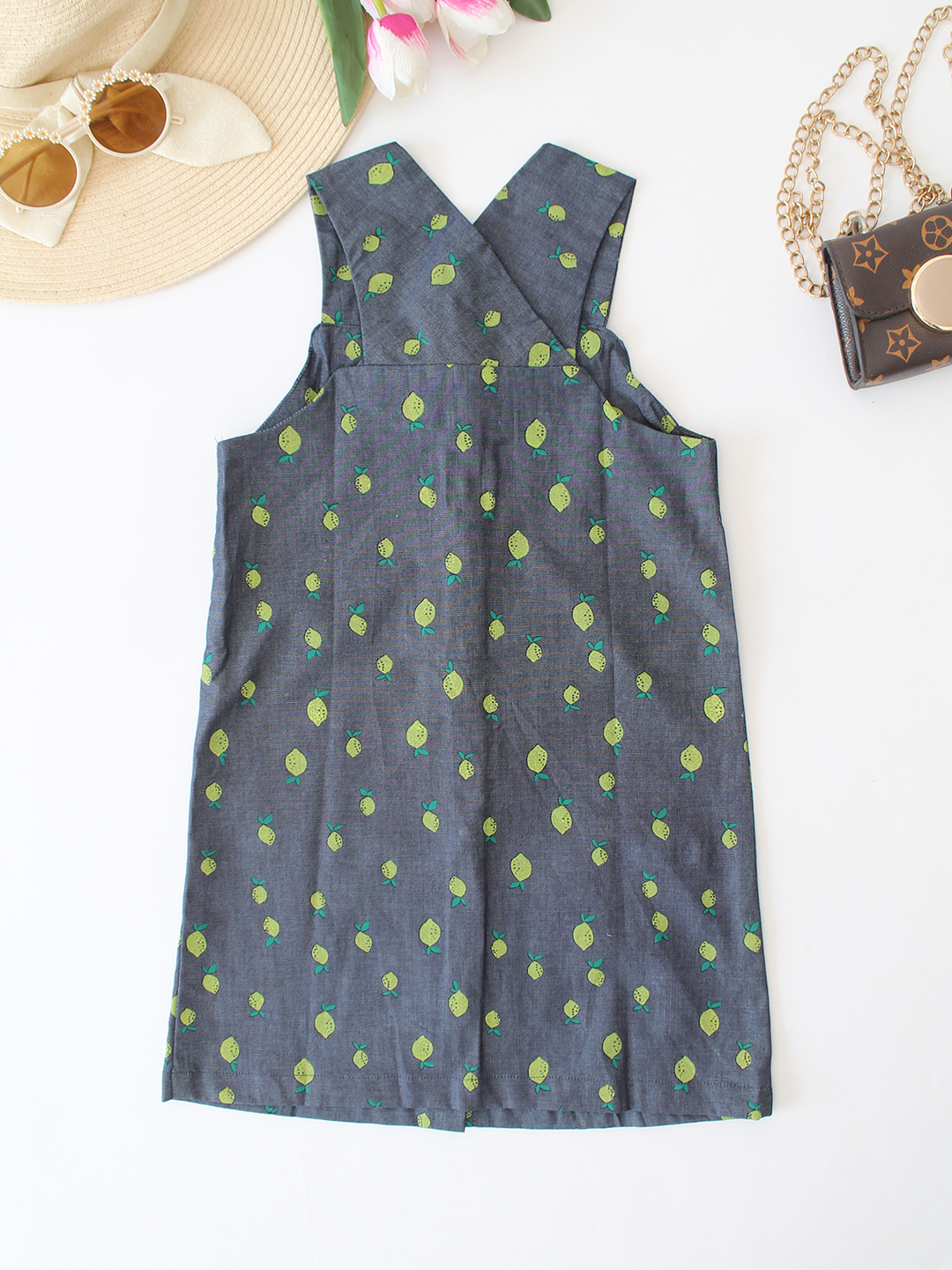 Qvink Printed Front Onenable Sleeveless Summer Dress - Dark Grey