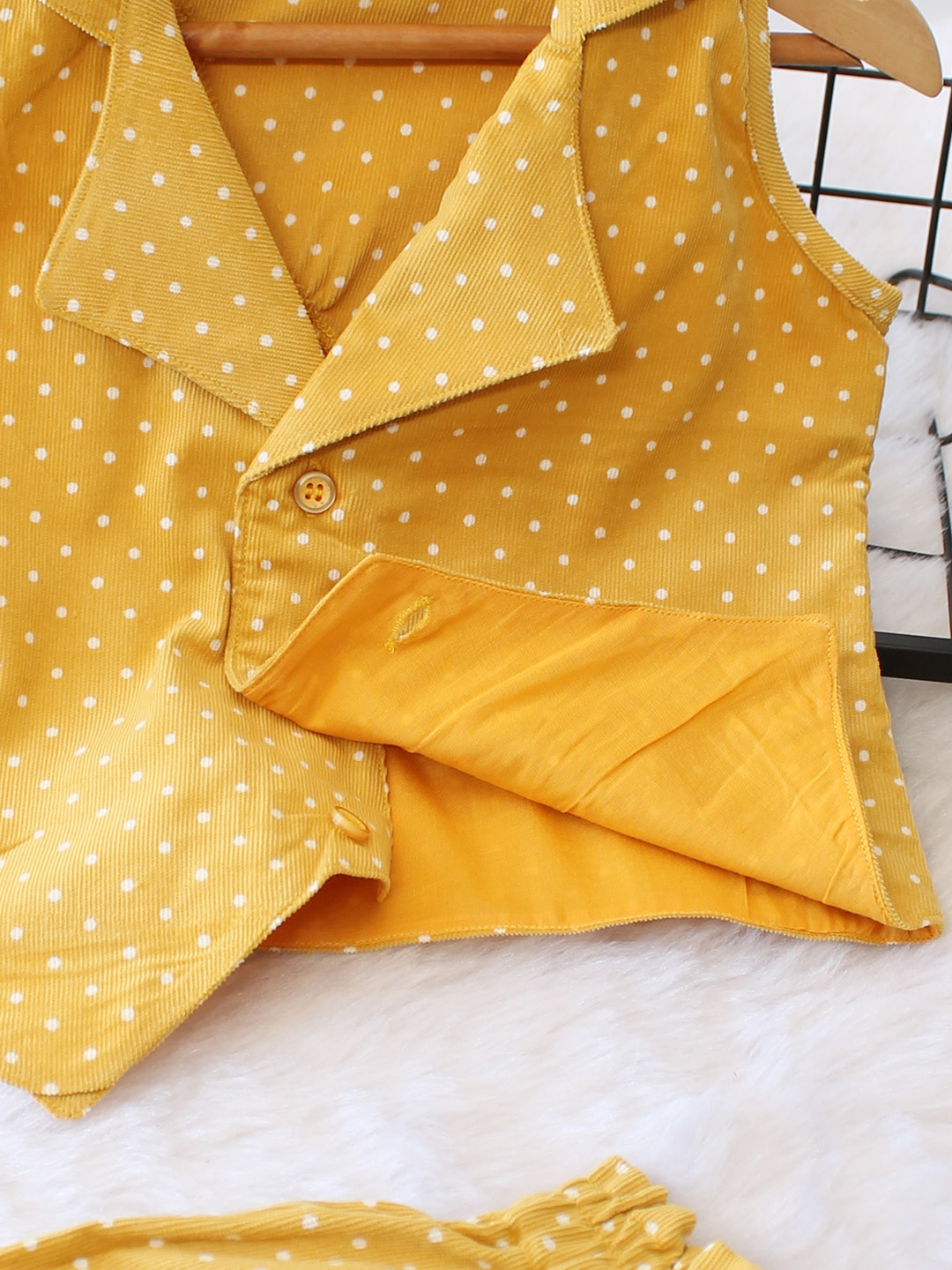 Cotton Polka Dots Collar Detail Shirt Co ord Set