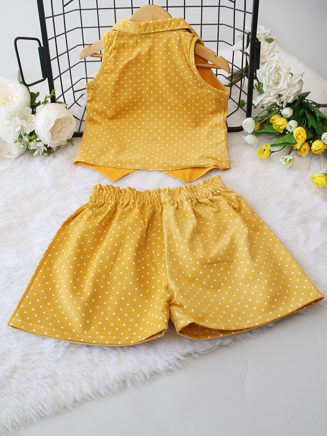 Cotton Polka Dots Collar Detail Shirt Co ord Set
