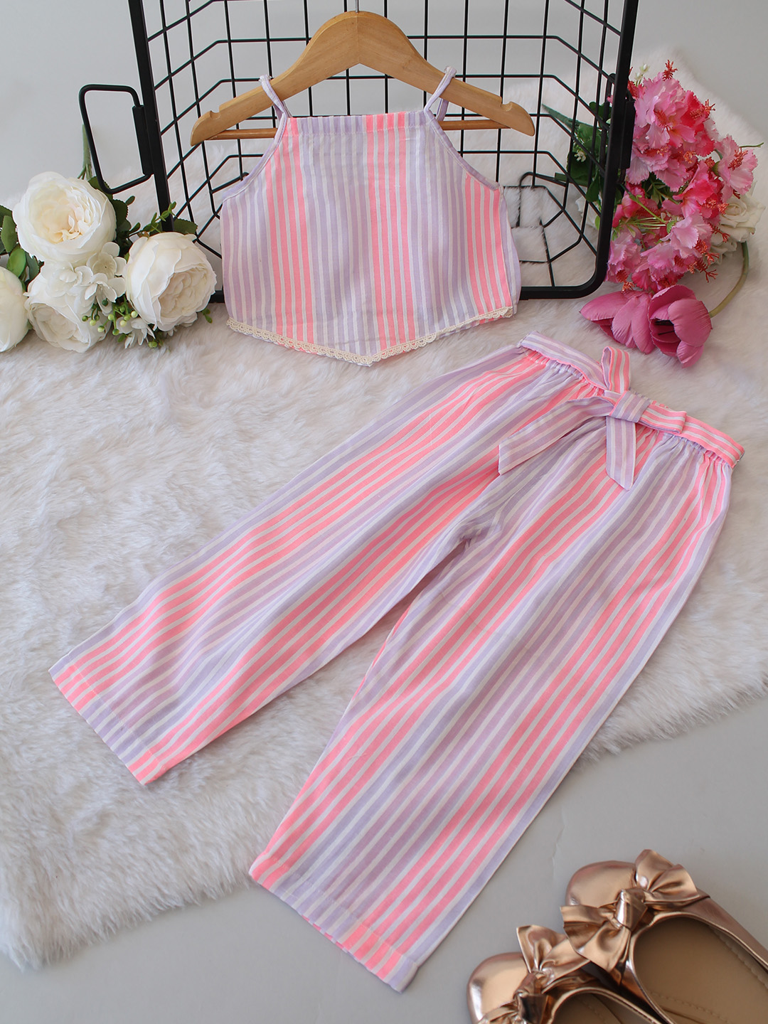 Cotton Striped Printed Summer Co ord Set