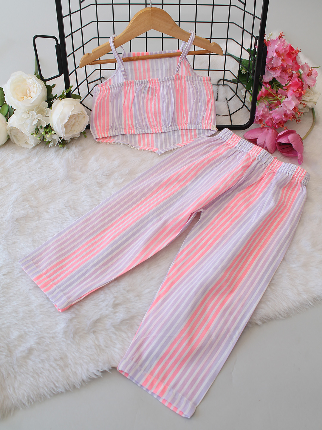 Cotton Striped Printed Summer Co ord Set