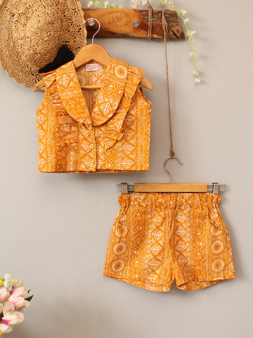 Cotton Printed Frill Neck Detail Co ord Set
