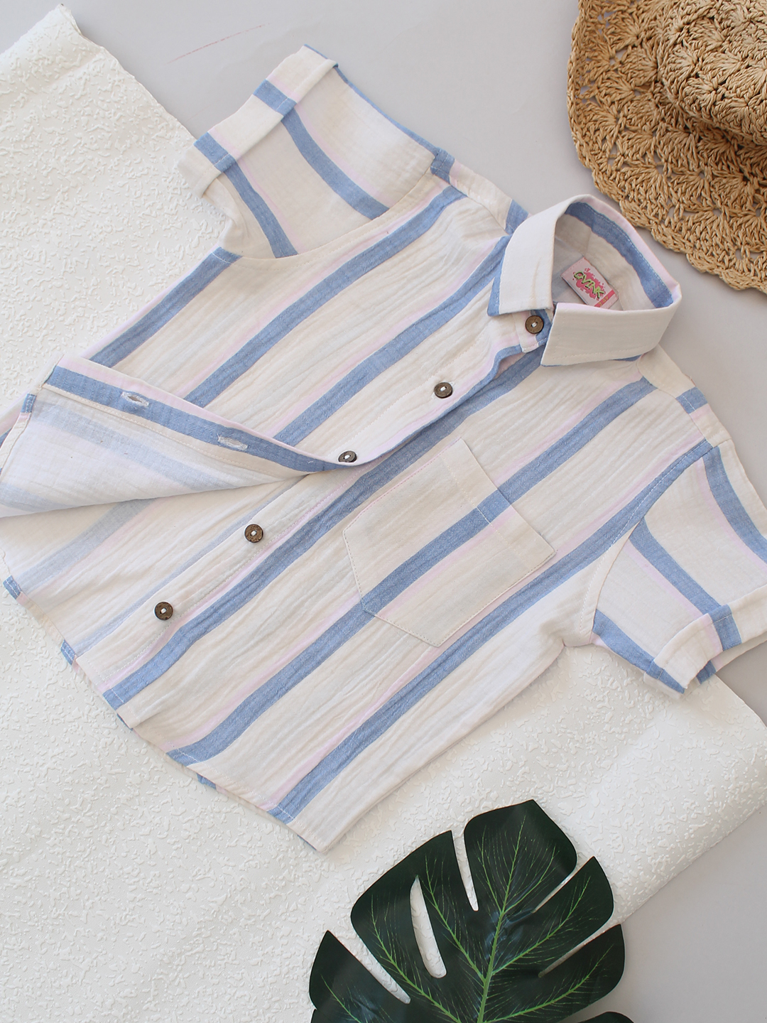 Qvink Striped Shorts Set- White
