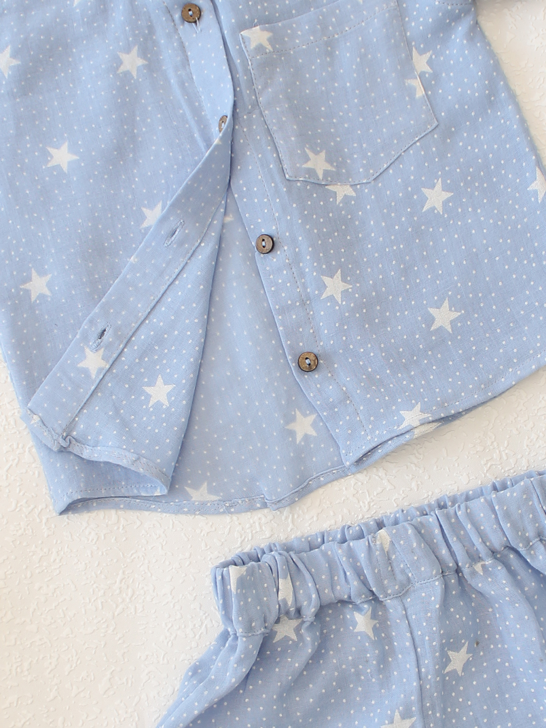 Qvink Star Printed Co-ord Set- Sky Blue