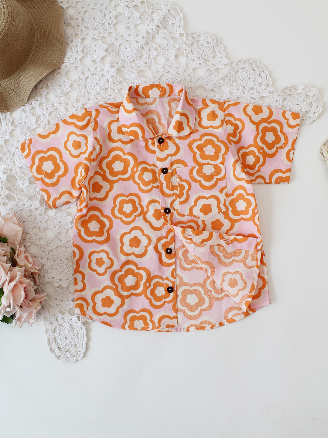 Qvink Floral Print Coord Set- Orange