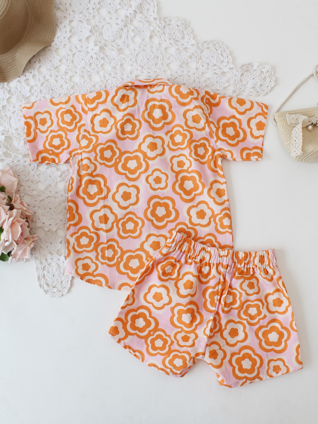 Qvink Floral Print Coord Set- Orange
