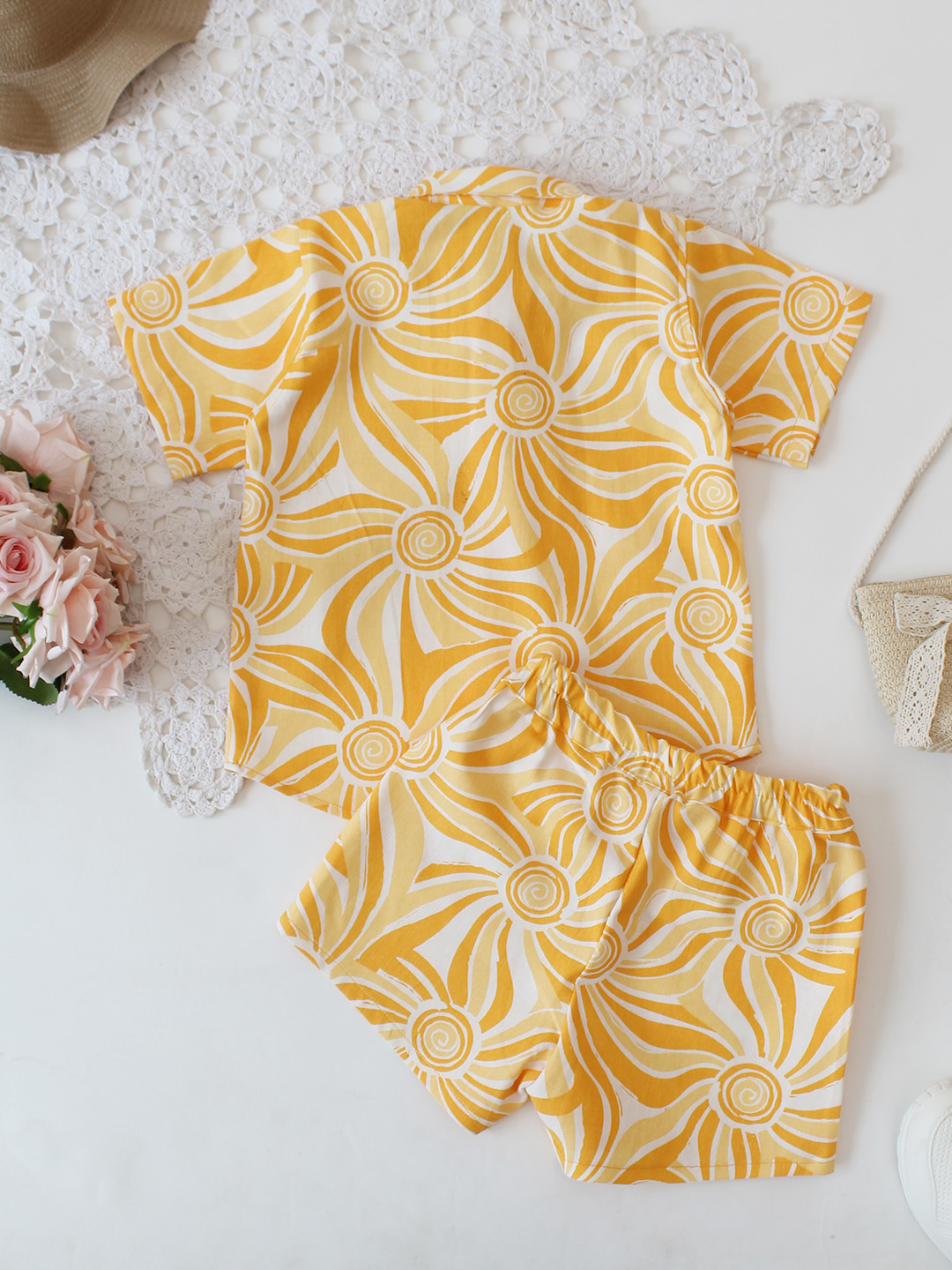 Qvink All Over Printed Co-ord Set- Yellow