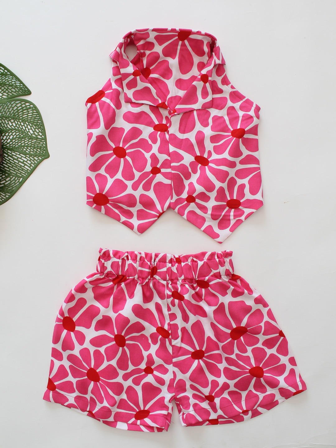 Qvink Cotton Sleeveless Floral Co-ord Set - Pink