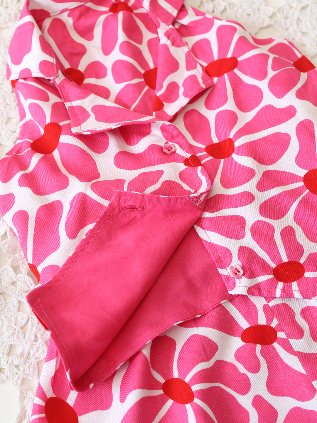 Qvink Cotton Sleeveless Floral Co-ord Set - Pink